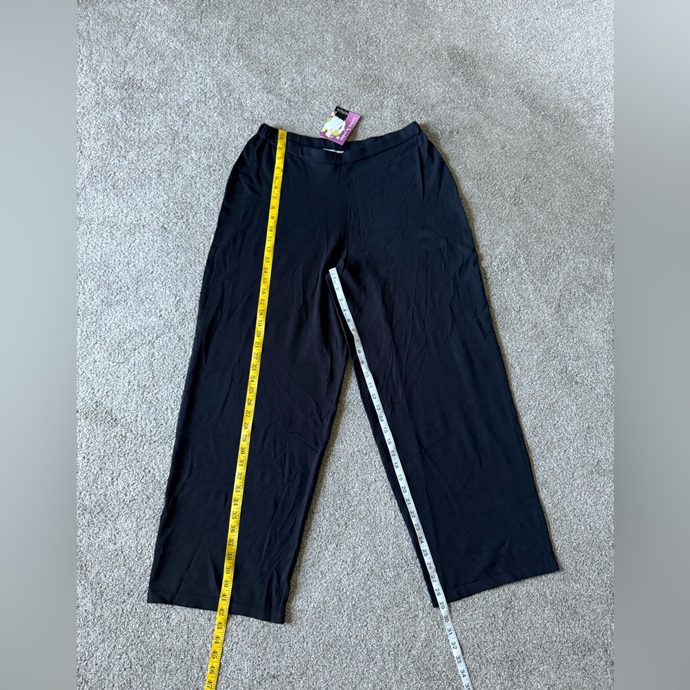 Kathy Levine pants L Palazzo Stretchy knit New with Tags black Elastic waist - Picture 5 of 9
